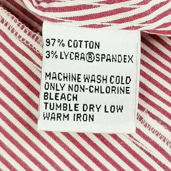 Talbots Stretch Medium Women's Red White Stripe Long Sleeve Cotton Spandex Shirt - Picture 7 of 7